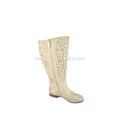 New Arrival Latest Design 2014 White Leather Stiletto Boot